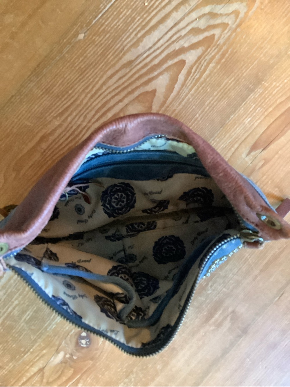 Lucky Brand Canvas Indigo Blue "Roadhouse" Studded Clutch Bag - Picture 4 of 7